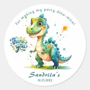Dank je Watercolor Dinosaurus Ronde Sticker