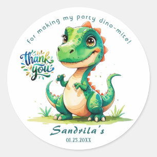 Dank je Watercolor Dinosaurus Ronde Sticker