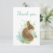 Dank je Waterverf Bunny Rabbit Blank Bedankkaart (Staand voorkant)