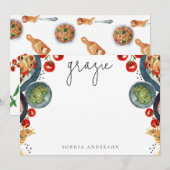 Dank je! Waterverf Italiaans eten  Bedankkaart (Voorkant / Achterkant)