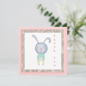 Dank je Waterverf Pink Polka Dot en Rabbit (Staand voorkant)
