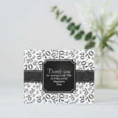 Dank je wel 70e verjaardag cijfer patroon zwart/wi briefkaart (Staand voorkant)