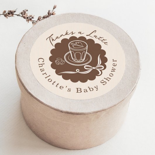 Dank je wel A Latte Cafe Bebe Coffee Boog Baby Sho Ronde Sticker