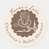 Dank je wel A Latte Cafe Bebe Coffee Boog Baby Sho Ronde Sticker (Voorkant)
