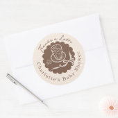 Dank je wel A Latte Cafe Bebe Coffee Boog Baby Sho Ronde Sticker (Envelop)