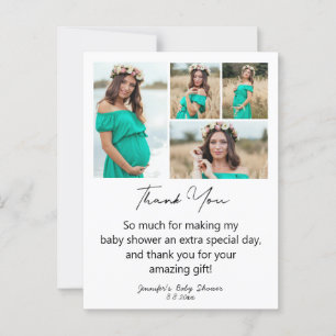dank je wel baby shower 4 foto's minimalistisch ch briefkaart