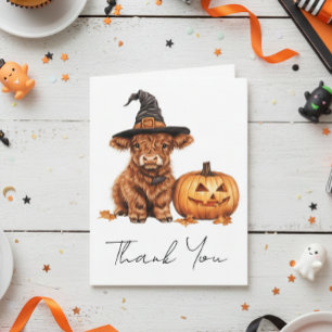 Dank je wel Baby Shower Highland Cow Halloween Bedankkaart
