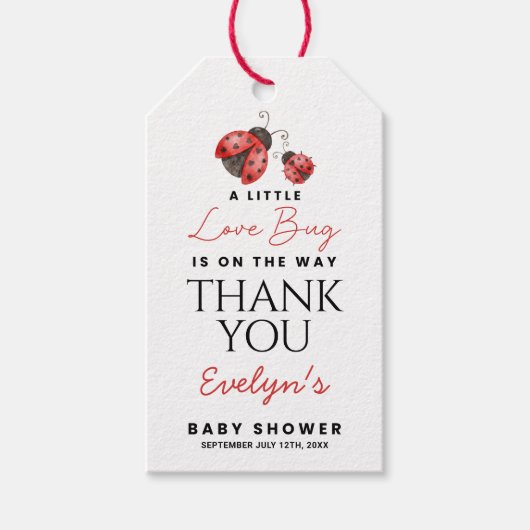Dank je wel Baby Shower Liefdeskever Cadeaulabel (Voorkant)