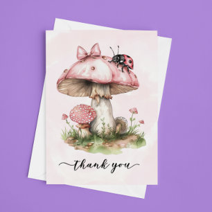 Dank je wel Baby Shower Lieveheersbeestje Paddenst Bedankkaart