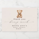 Dank je wel Beary veel neutraal Baby shower Sparkling Wijnetiket (Enkel label)