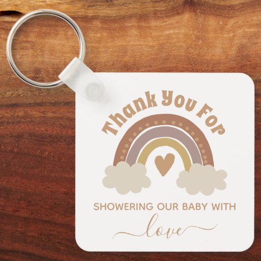 dank je wel boho regenboogvaarder baby shower mode sleutelhanger (Voorkant)