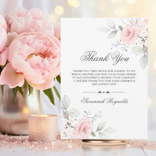 DANK JE WEL BRUIDSSLUIER ROZE BLOEMEN ROZEN BEDANKKAART