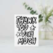 DANK JE WEL Bubble Letters B&W AAN TE PASSEN   Briefkaart (Staand voorkant)