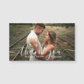 dank je wel , chic handschrift bruiloft foto magne (Voorkant)