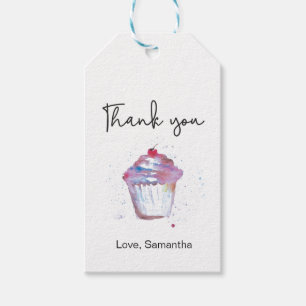 Dank je wel cupcake verjaardagsfeestje cadeaulabel