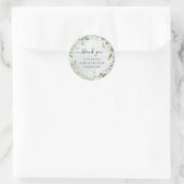 Dank je wel de groene olievloeistof Rustic Wedding Ronde Sticker (Tas)