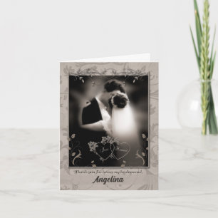 Dank je wel een Bridesmaid bruiloft Bedankkaart