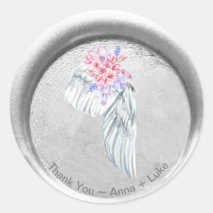 *~* DANK JE WEL Engelenvleugel Boho Nep Waszegel Ronde Sticker