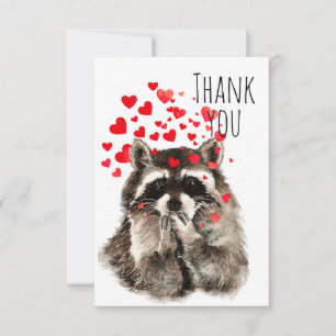 Dank je wel Fun Raccoon Bblazen Kisses Animal Humo Bedankkaart