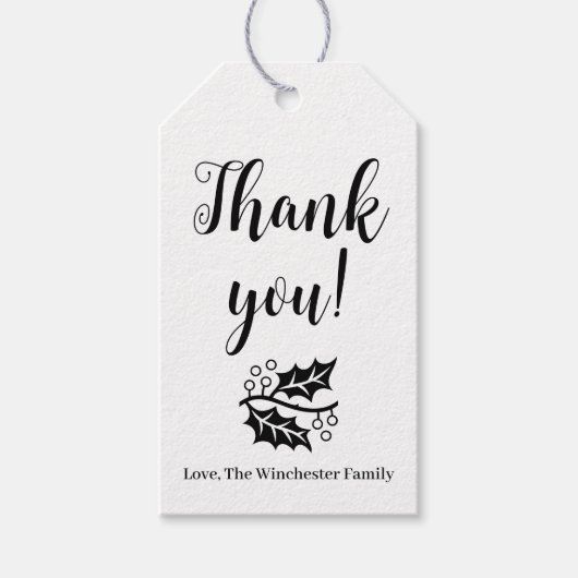 Dank je wel gebladerte aangepaste script Thanksgiv Cadeaulabel (Voorkant)