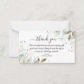 dank je wel goud en groene botanische bruiloft mod notitiekaartje (Voorkant)
