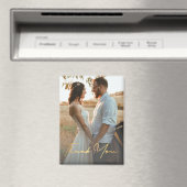 dank je wel , gouden handschrift bruiloft foto magneet (Insitu (Vaatwasser))