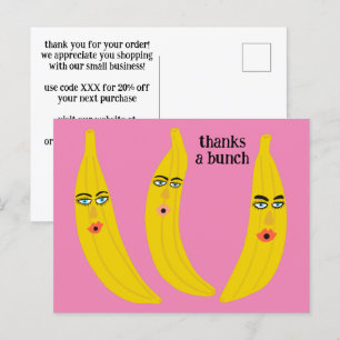 DANK JE WEL Grappige Bananen BESTELLING BEDANKT QR Briefkaart