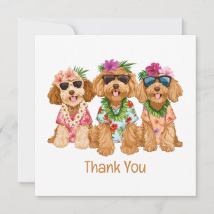 Dank je wel Hawaiaanse Goldendoodle Honden Bloemen Bedankkaart