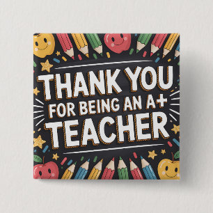 Dank je wel Leraar Waarderingskaart Vierkante Button 5,1 Cm