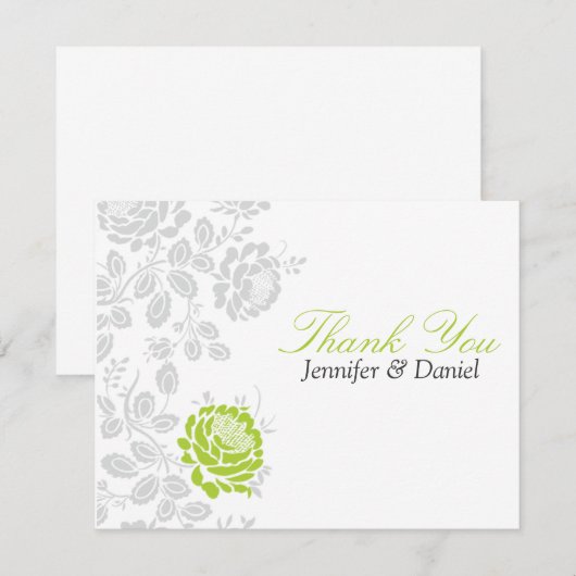 Dank je wel Limoen en grijze Damask Kaart (Voorkant / Achterkant)