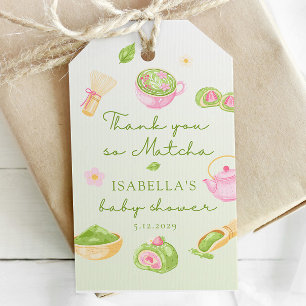 Dank je wel Matcha-thee Baby Shower Cadeaulabel