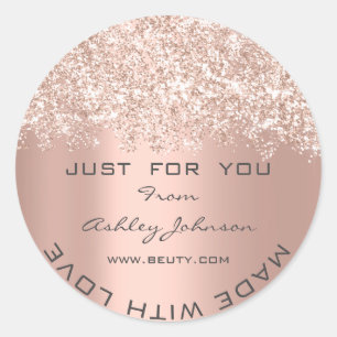 Dank je wel met de liefde Glitter Confetti Roos Et Ronde Sticker