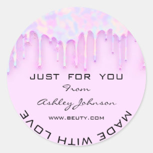 Dank je wel met liefdesPinky Holograaf Unicorn Ronde Sticker