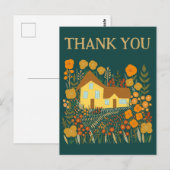 DANK JE WEL Mooie Boerderij Bloemen Briefkaart (Voorkant / Achterkant)