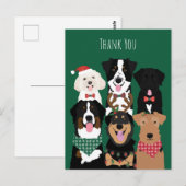 Dank je wel Mooie Kersthonden  Briefkaart (Voorkant / Achterkant)