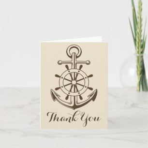 Dank je wel Nautical Anchor & Ship Wheel Tan Bedankkaart