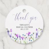 Dank je wel Paarse Wilde Bloem Bruidsborrel Bedankjes Labels (Voorkant)
