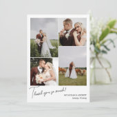 Dank je wel romantische 4 bruiloft foto collage bedankkaart (Staand voorkant)