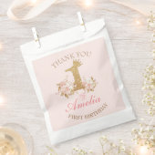 Dank je wel Roze Gouden Kroon Prinses 1e Verjaarda Bedankzakje (Geknipt)