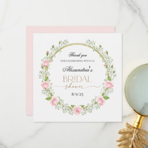 Dank je wel Roze Rozen & Baby’s Breath Bedankkaart
