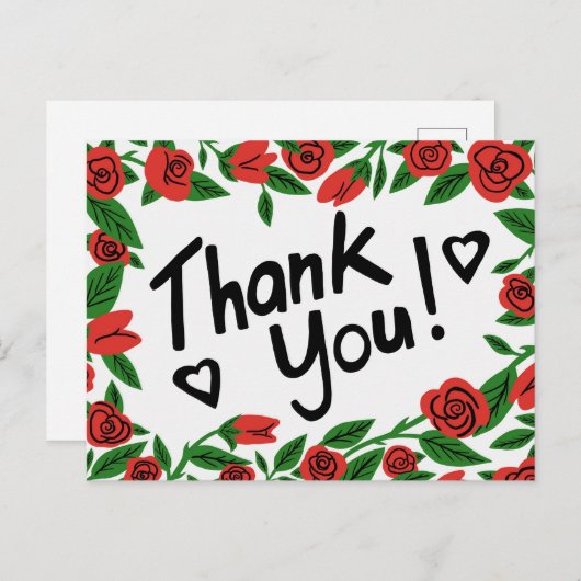 DANK JE WEL Rozen Frame Bloemstuk Aangepast Briefkaart (Voorkant / Achterkant)