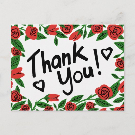 DANK JE WEL Rozen Frame Bloemstuk Aangepast Briefkaart (Voorkant)