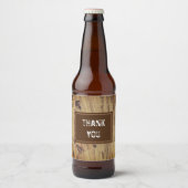Dank je wel Rustic Wedding Guest Brown Woodgrain Bier Etiket (Voorkant)