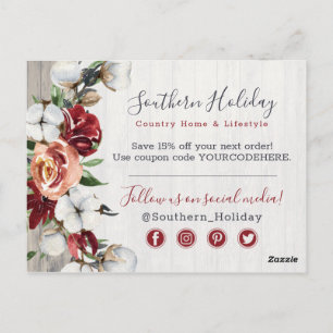 Dank je wel Rustic Wood & Southern Country Cotton Briefkaart