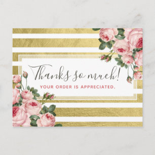 Dank je wel Shabby Chic Vintage Rozen & Goud Kaart