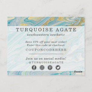 Dank je wel Turquoise Goud Agaat Steen Geode Coupo Briefkaart
