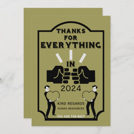 Dank je wel van Human Resources Bedankkaart (Voorkant / Achterkant)