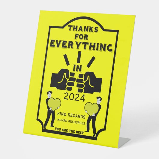 Dank je wel van Human Resources Reclamebord Met Voetstuk (Voorkant)