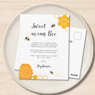 Dank je wel voor Bee Baby Shower Briefkaart