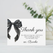 Dank je wel voor Black Bow French Bruidsdouche Bedankkaart (Staand voorkant)
